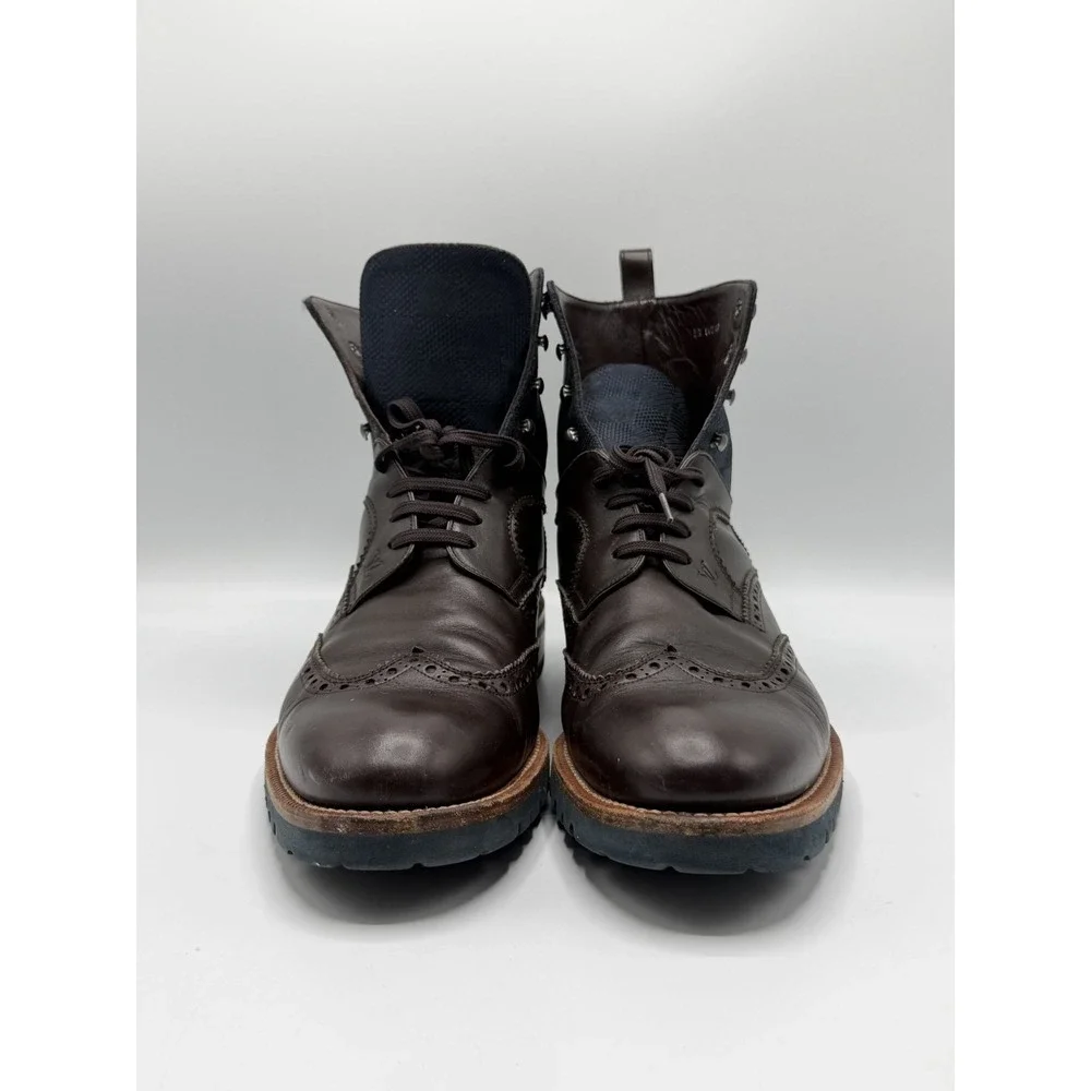 Louis Vuitton Outland Brogue Boot Brown Damier Canvas Mens Size UK 10.5 /US 11.5
